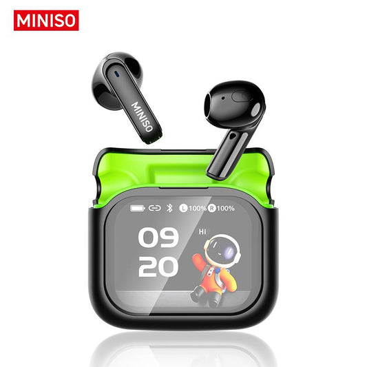 MINISO 103 AI Headset Translates 134 Languages Wireless Noise Cancelling Earbuds with Smart Screen Case, Clear Calls, App Translation, 30H Battery, Bluetooth 6.0, IPX5