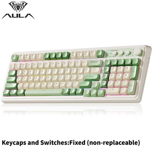 AULA S99 Affordable Gaming Keyboard, Wireless Computer Keyboards, Tri-Mode Bluetooth/2.4Ghz/Usb-C Custom Creamy Keyboard with Number Pad, RGB Backlit Cute Knob Custom Membrane Keyboards for MAC Xbox PC Gamer